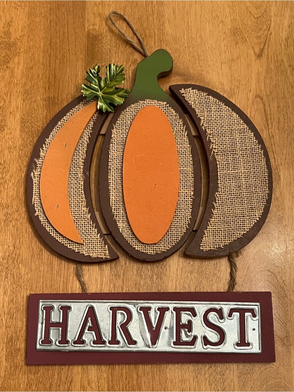 Harvest Pumpkin Wall Decor - Orange, Brown, Green